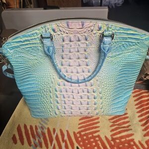 Brahmin Blue and Purple Embossed Satchel